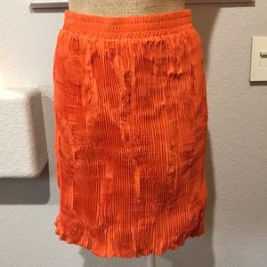 Anthropologie O by Organics Orange Broomstick Skirt Pleated Boho Chic Stylish
